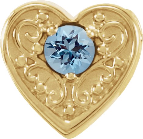 14K Yellow Aquamarine Family Heart Slide Pendant Ref. 16233180