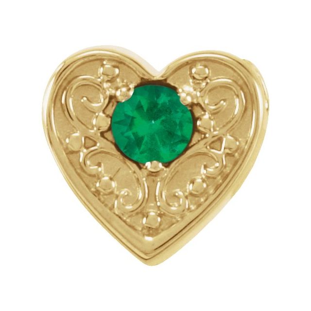 14K Yellow Natural Emerald Heart Slide Pendant