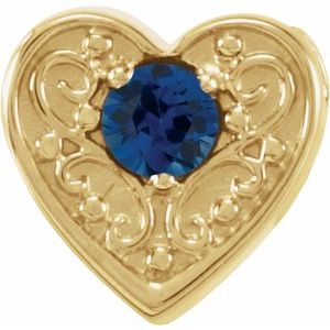 14K Yellow Natural Blue Sapphire Heart Slide Pendant
