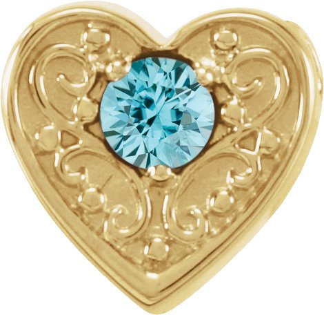 14K Yellow Blue Zircon Family Heart Slide Pendant Ref. 16233216