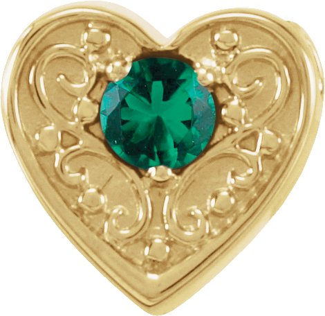 14K Yellow Chatham Lab Created Emerald Family Heart Slide Pendant Ref. 16233224