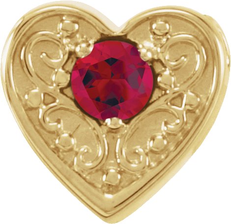 14K Yellow Chatham Lab Created Ruby Family Heart Slide Pendant Ref. 16233232