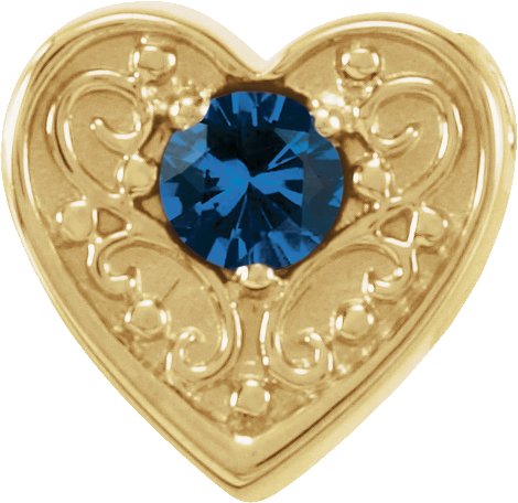 14K Yellow Chatham Lab Created Blue Sapphire Family Heart Slide Pendant Ref. 16233236