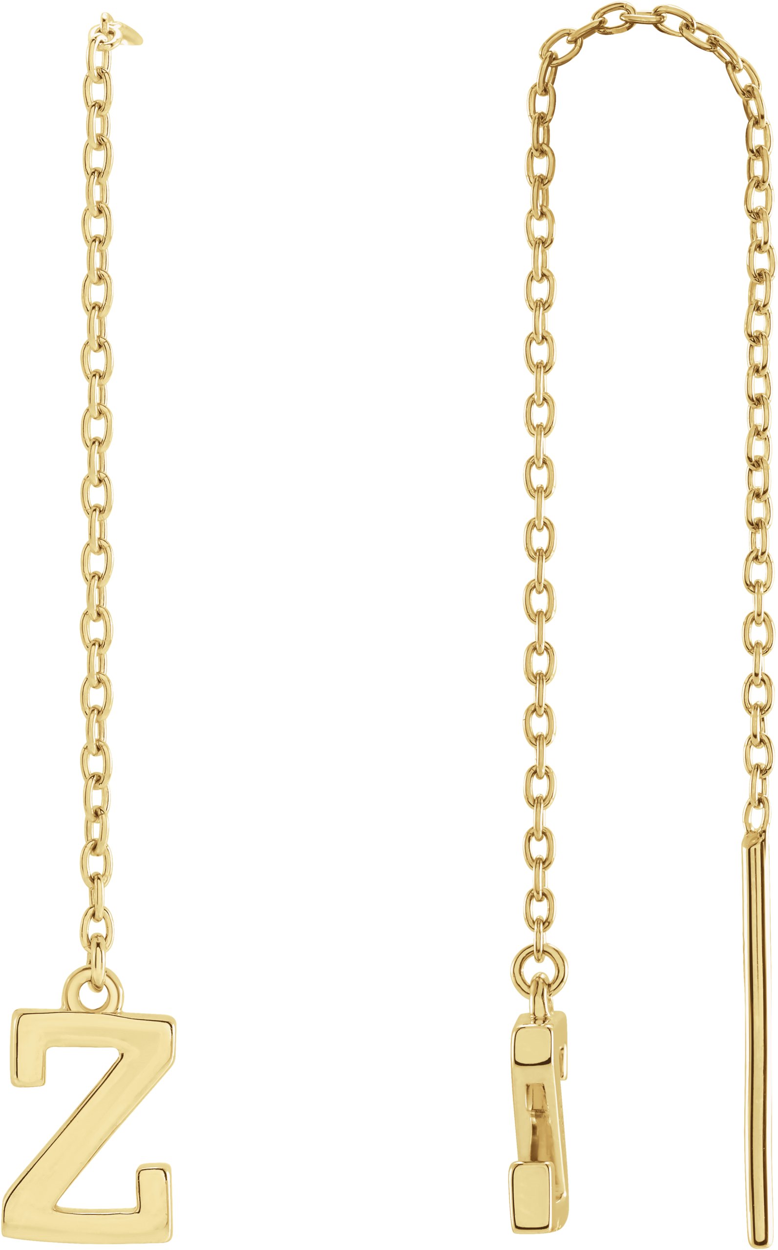 14K Yellow Single Initial Z Chain Earring Ref. 17158075