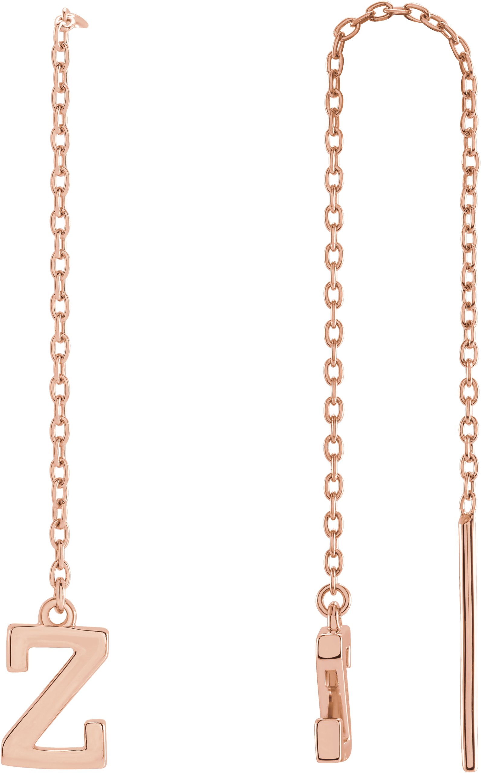 14K Rose Single Initial Z Chain Earring Ref. 17158077