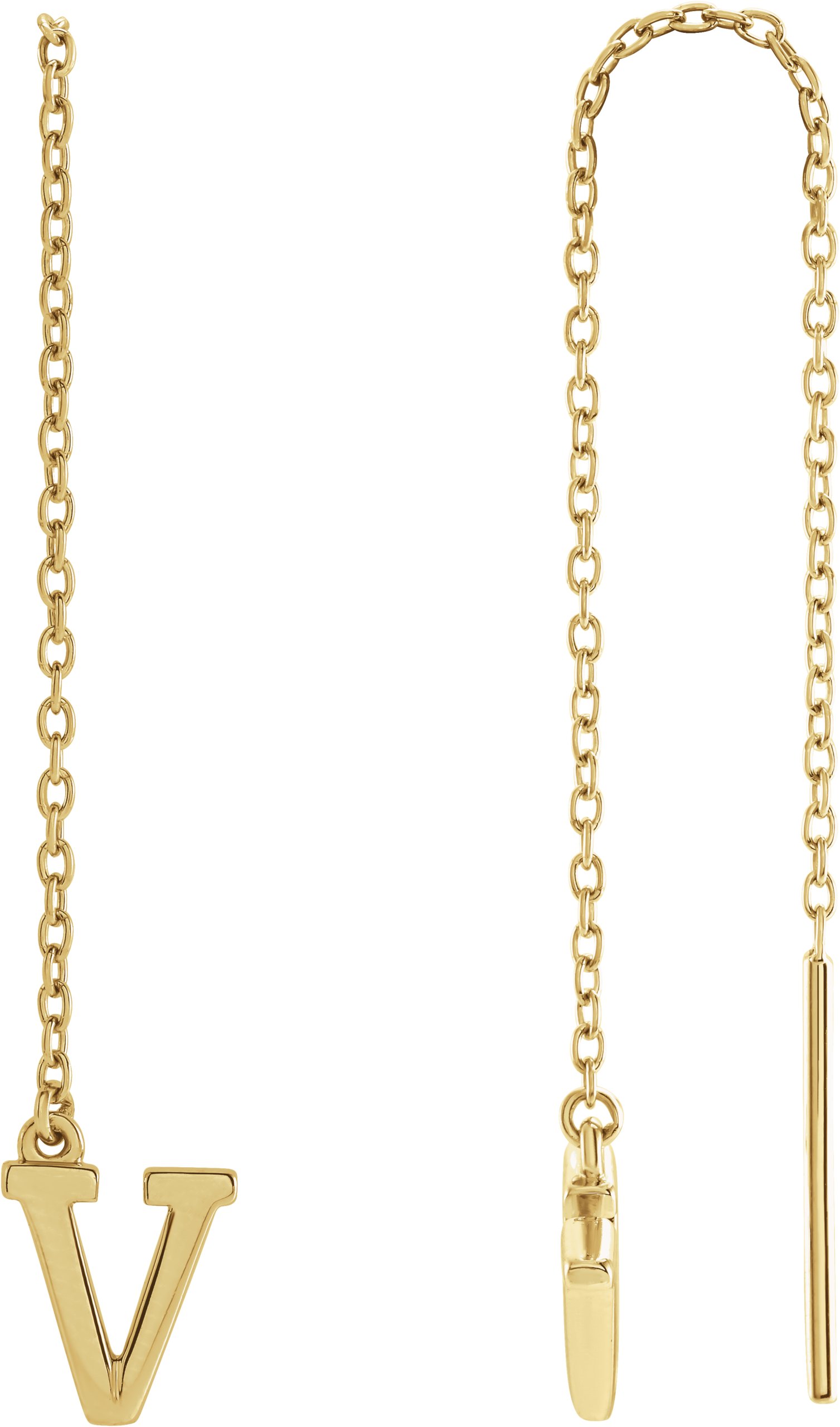 14K Yellow Single Initial V Chain Earring Ref. 17158063