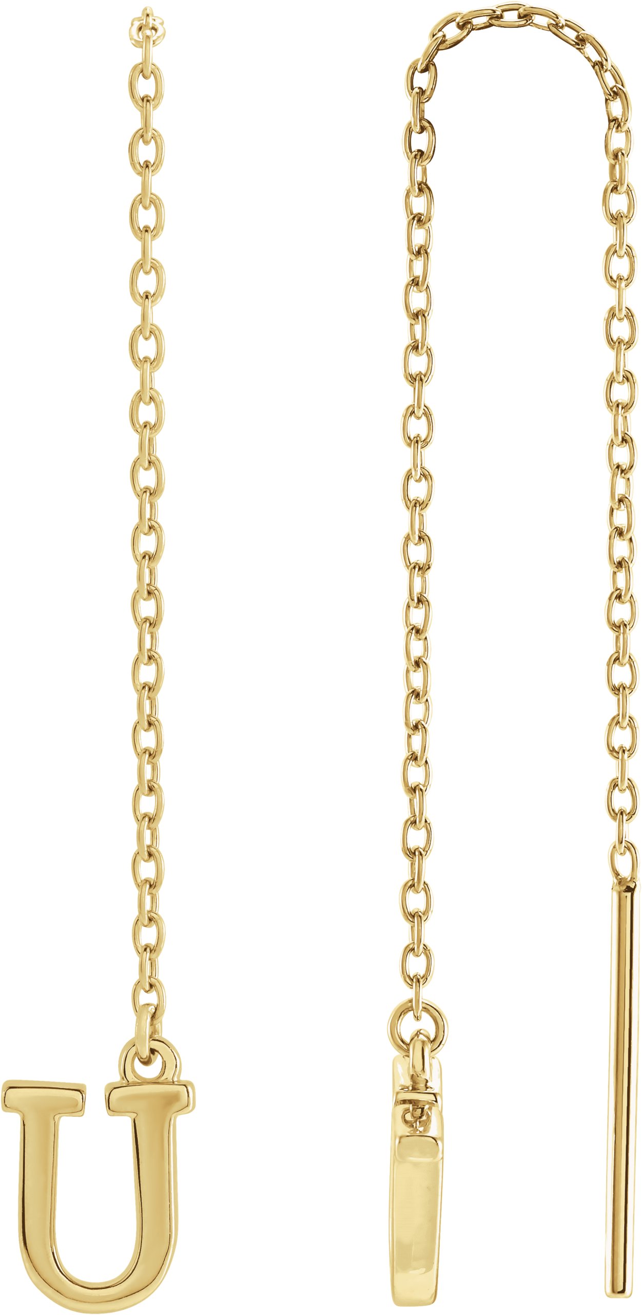 14K Yellow Single Initial U Chain Earring Ref. 17158060