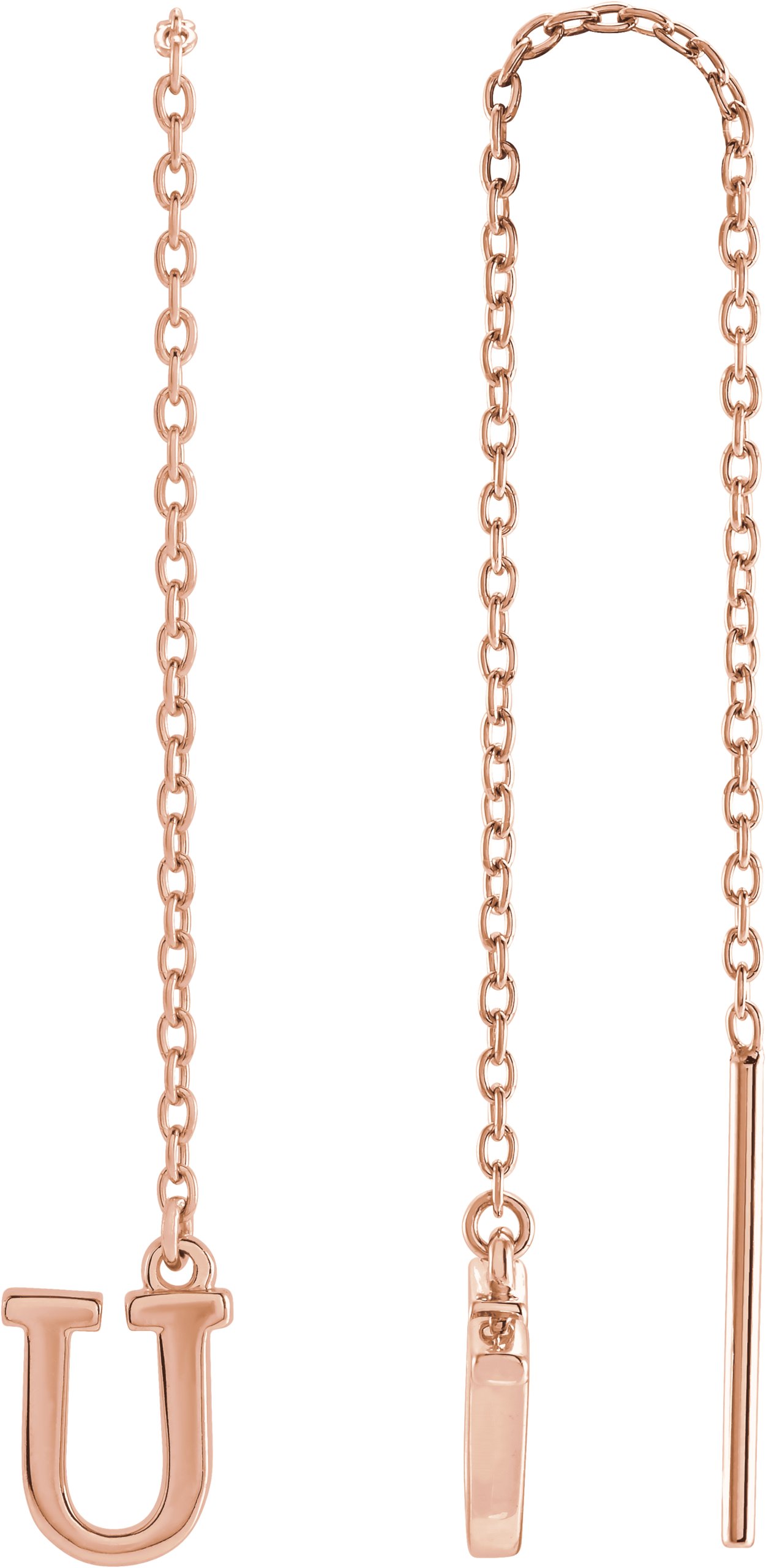 14K Rose Single Initial U Chain Earring Ref. 17158062