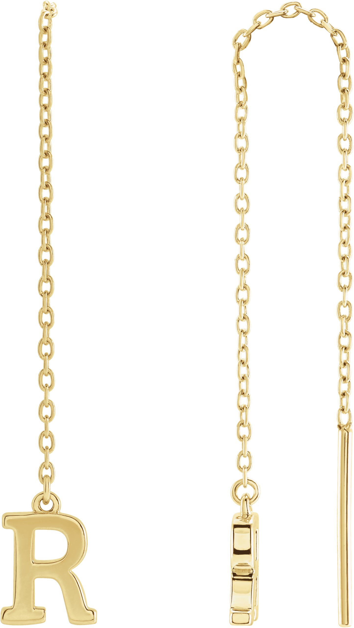 14K Yellow Single Initial R Chain Earring Ref. 17158051