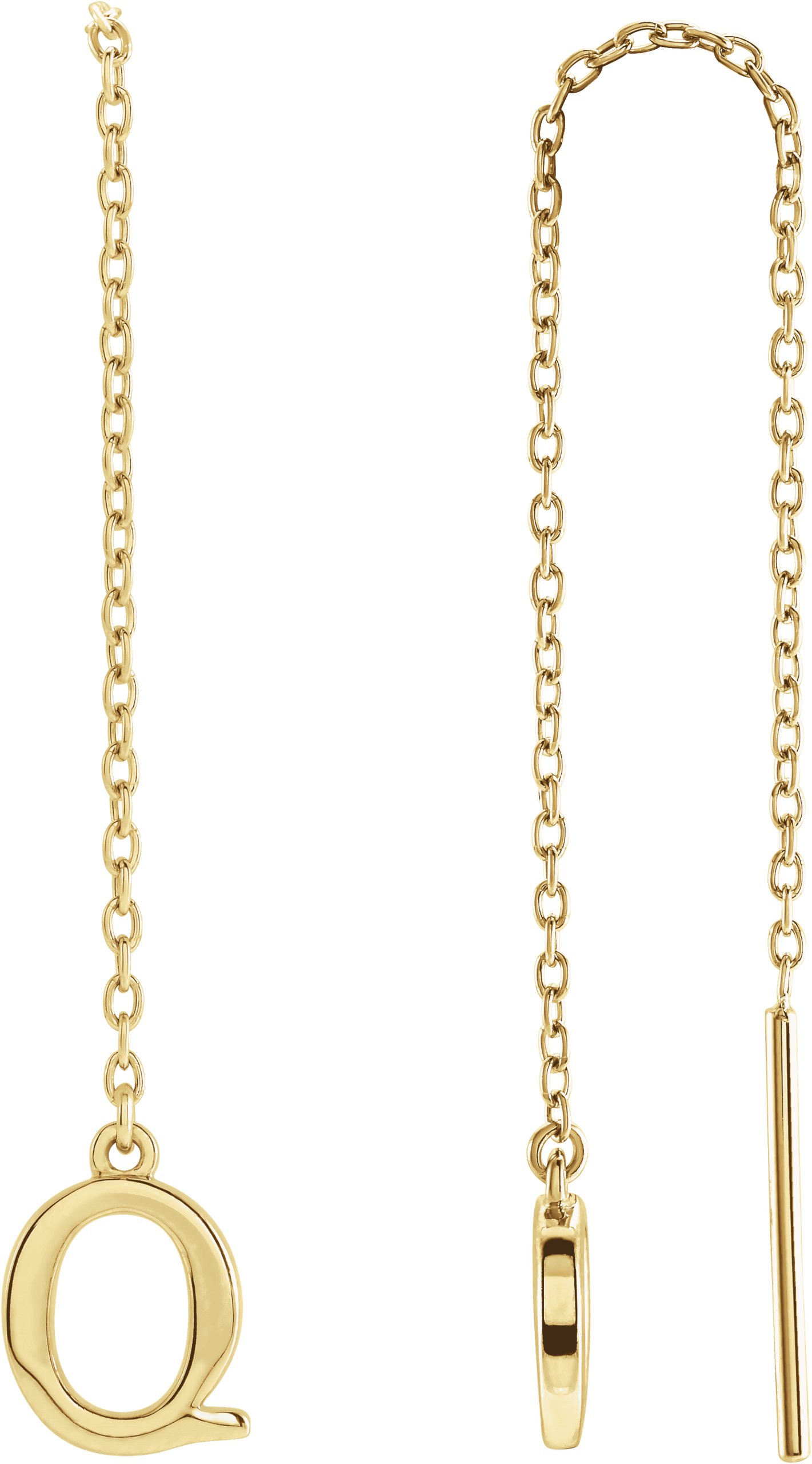 14K Yellow Single Initial Q Chain Earring Ref. 17158048