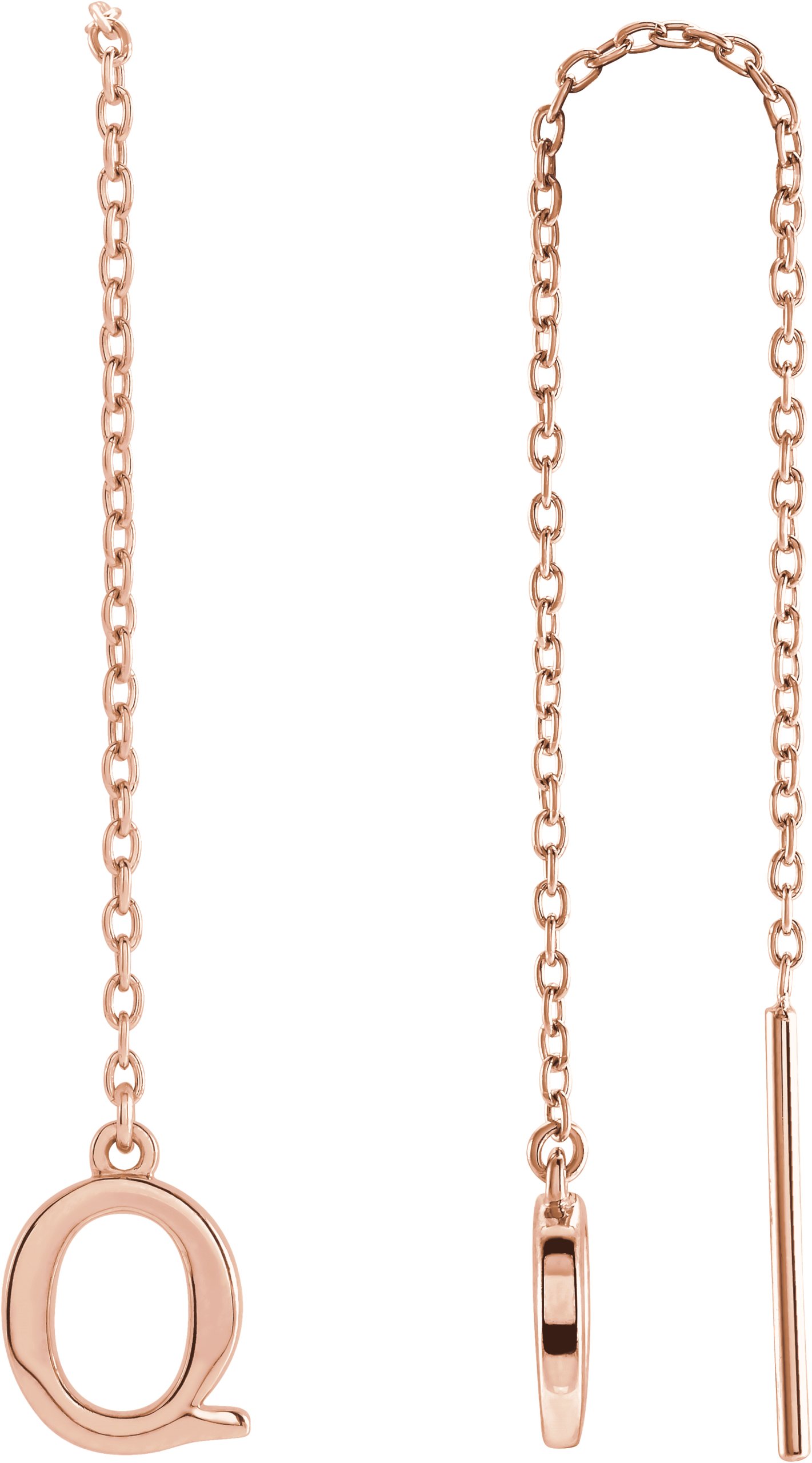 14K Rose Single Initial Q Chain Earring Ref. 17158050