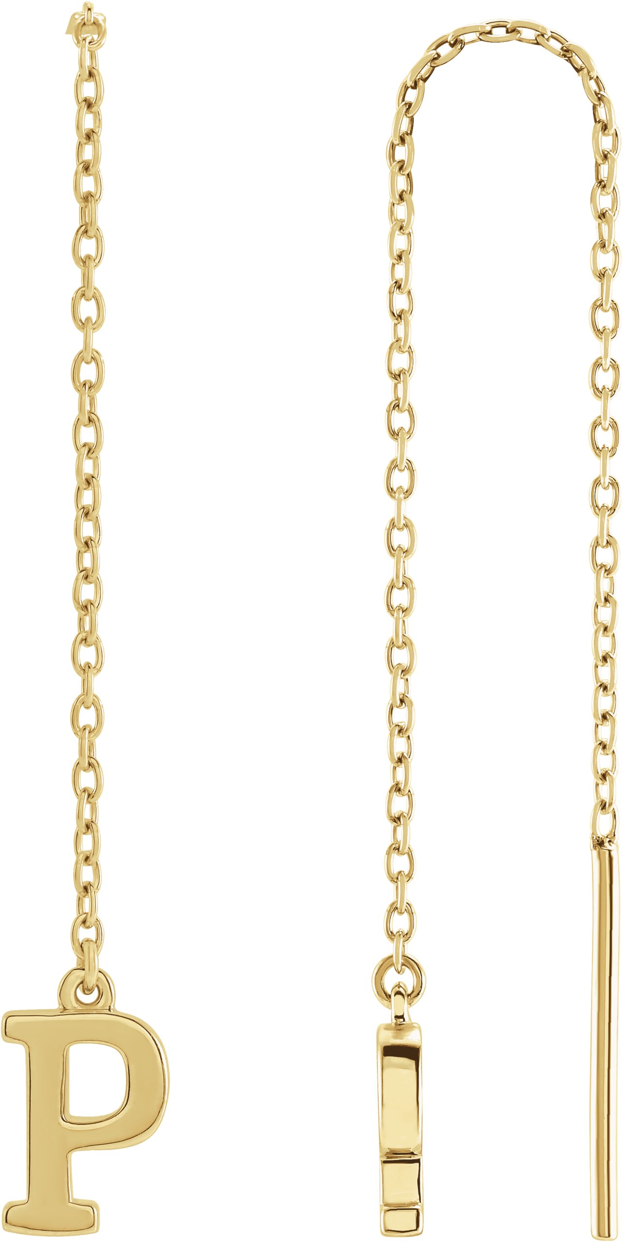 14K Yellow Single Initial P Chain Earring Ref. 17158045