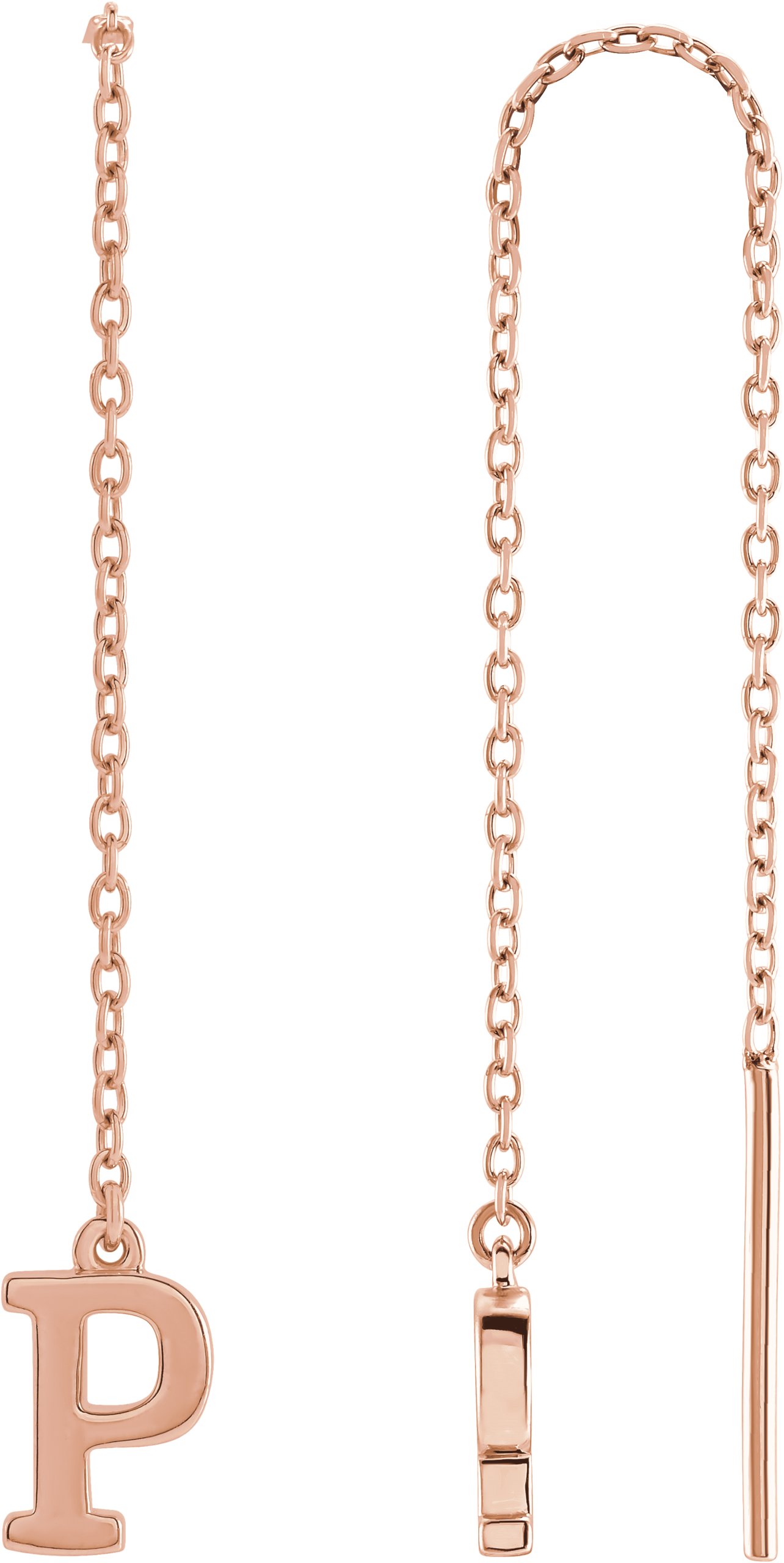 14K Rose Single Initial P Chain Earring Ref. 17158047