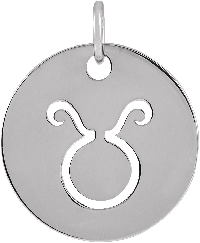 Sterling Silver 16.5 mm Taurus Zodiac Disc Pendant