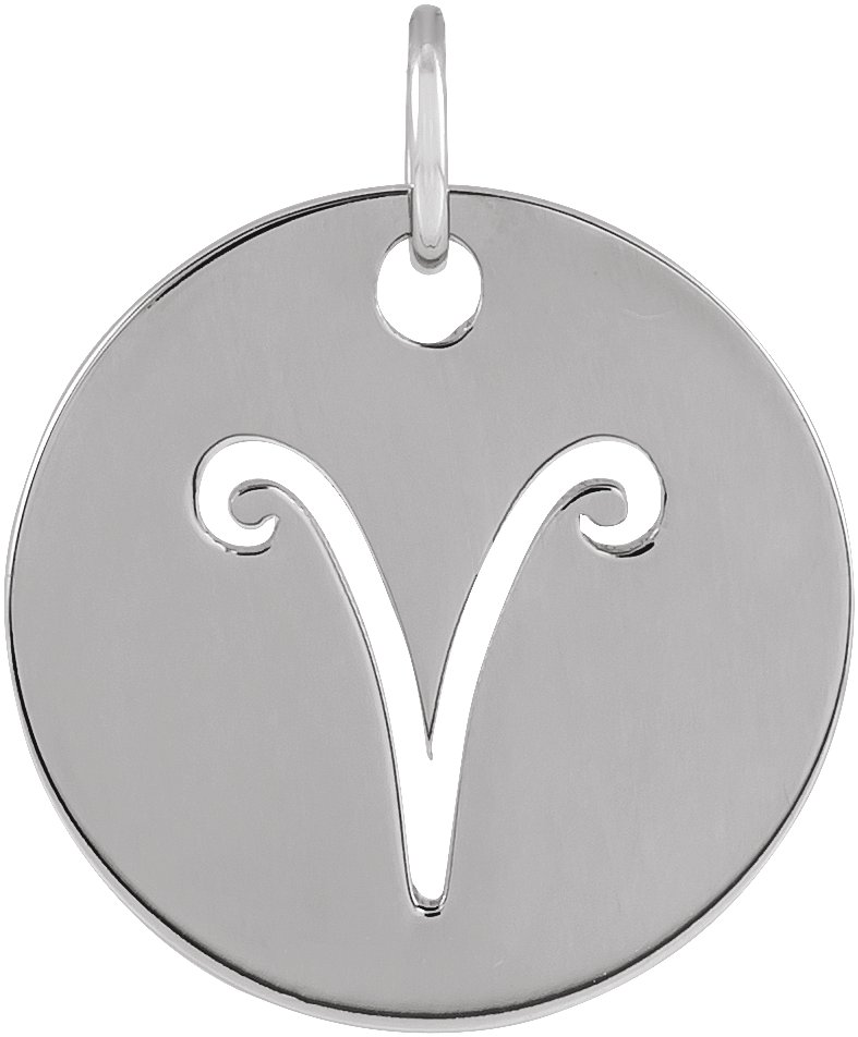 Sterling Silver 16.5 mm Aries Zodiac Disc Pendant