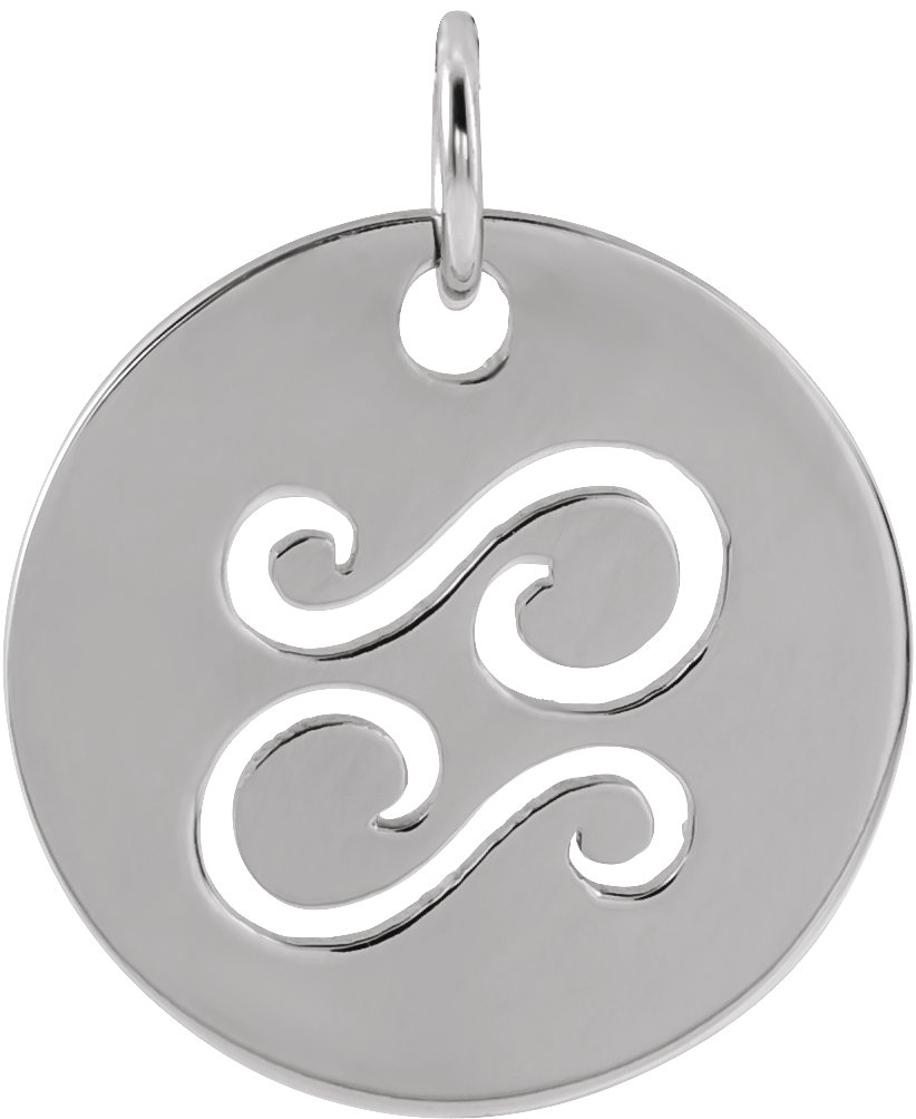 14K White 16.5 mm Cancer Zodiac Disc Pendant