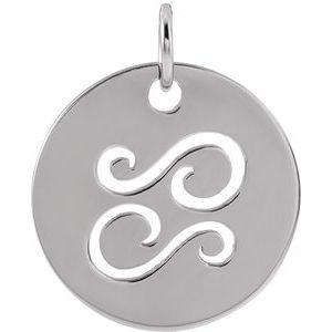 Sterling Silver 16.5 mm Cancer Zodiac Disc Pendant