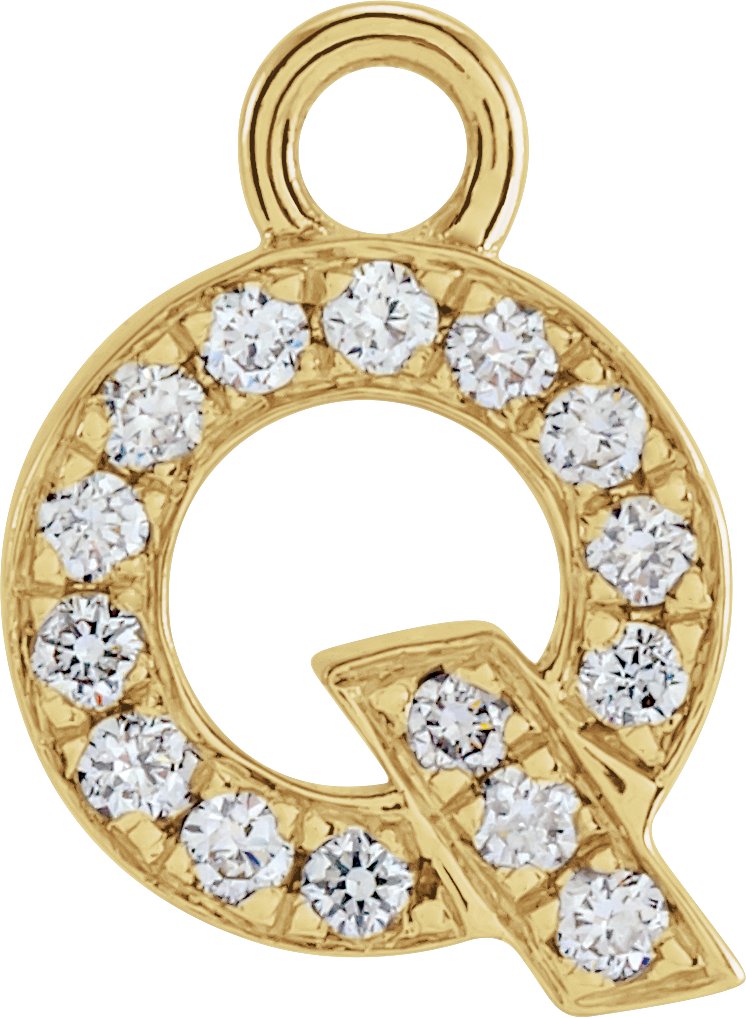 14K Yellow .05 CTW Natural Diamond Initial Q Dangle