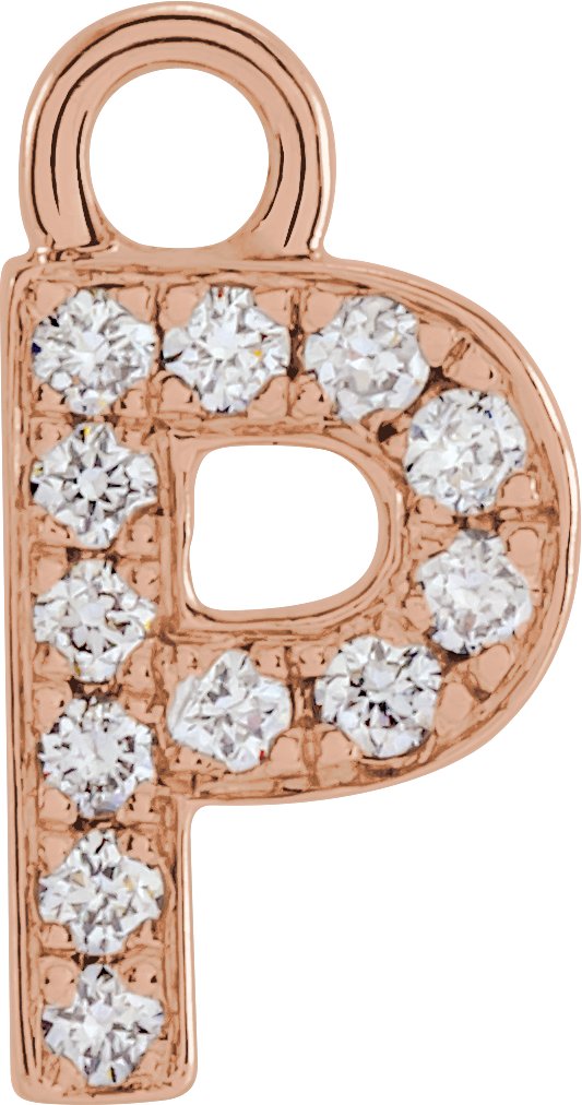 14K Rose .04 CTW Natural Diamond Initial P Dangle
