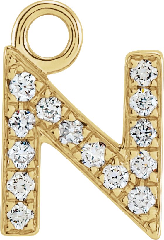 14K Yellow .05 CTW Natural Diamond Initial N Dangle