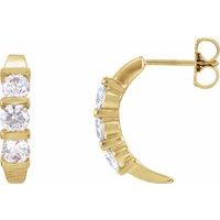 14K Yellow 1/2 CTW Natural Diamond J-Hoop Earrings