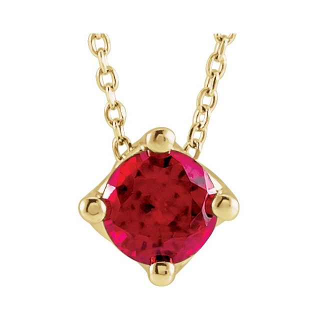 14K Yellow 5 mm Round Lab-Grown Ruby Solitaire 16-18