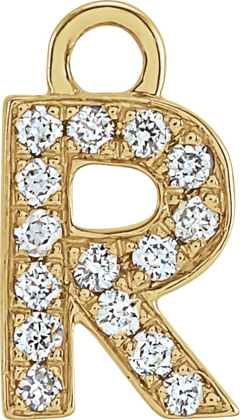 14K Yellow .05 CTW Natural Diamond Initial R Dangle