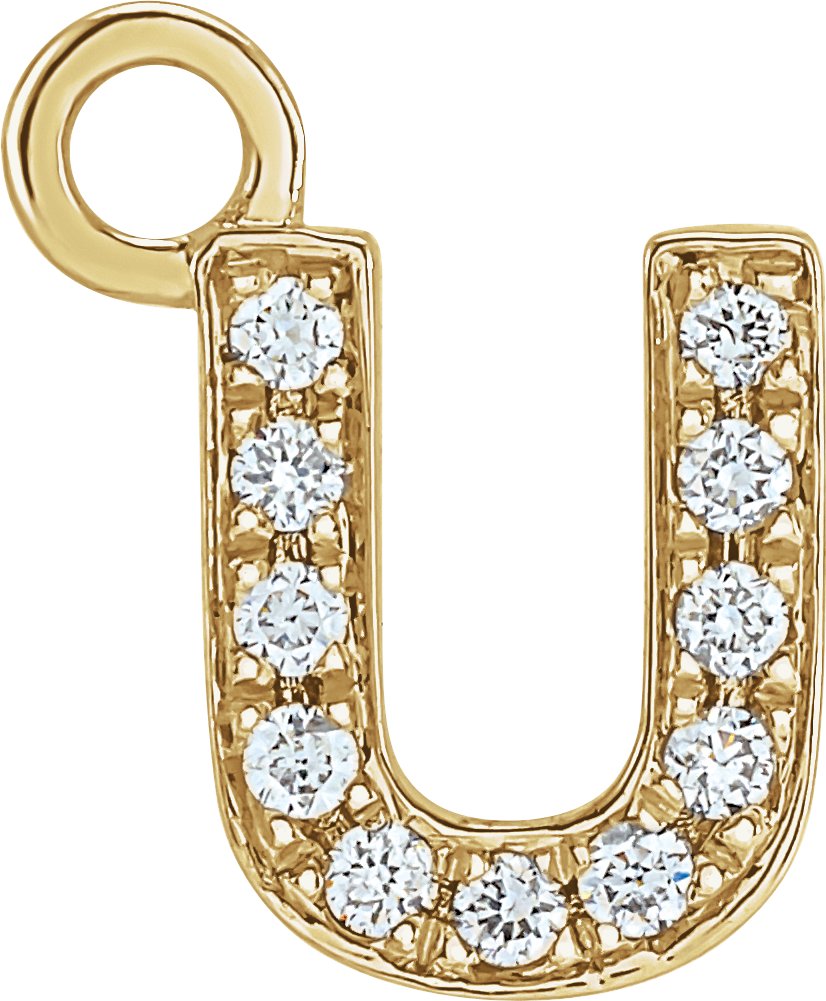 14K Yellow .04 CTW Natural Diamond Initial U Dangle