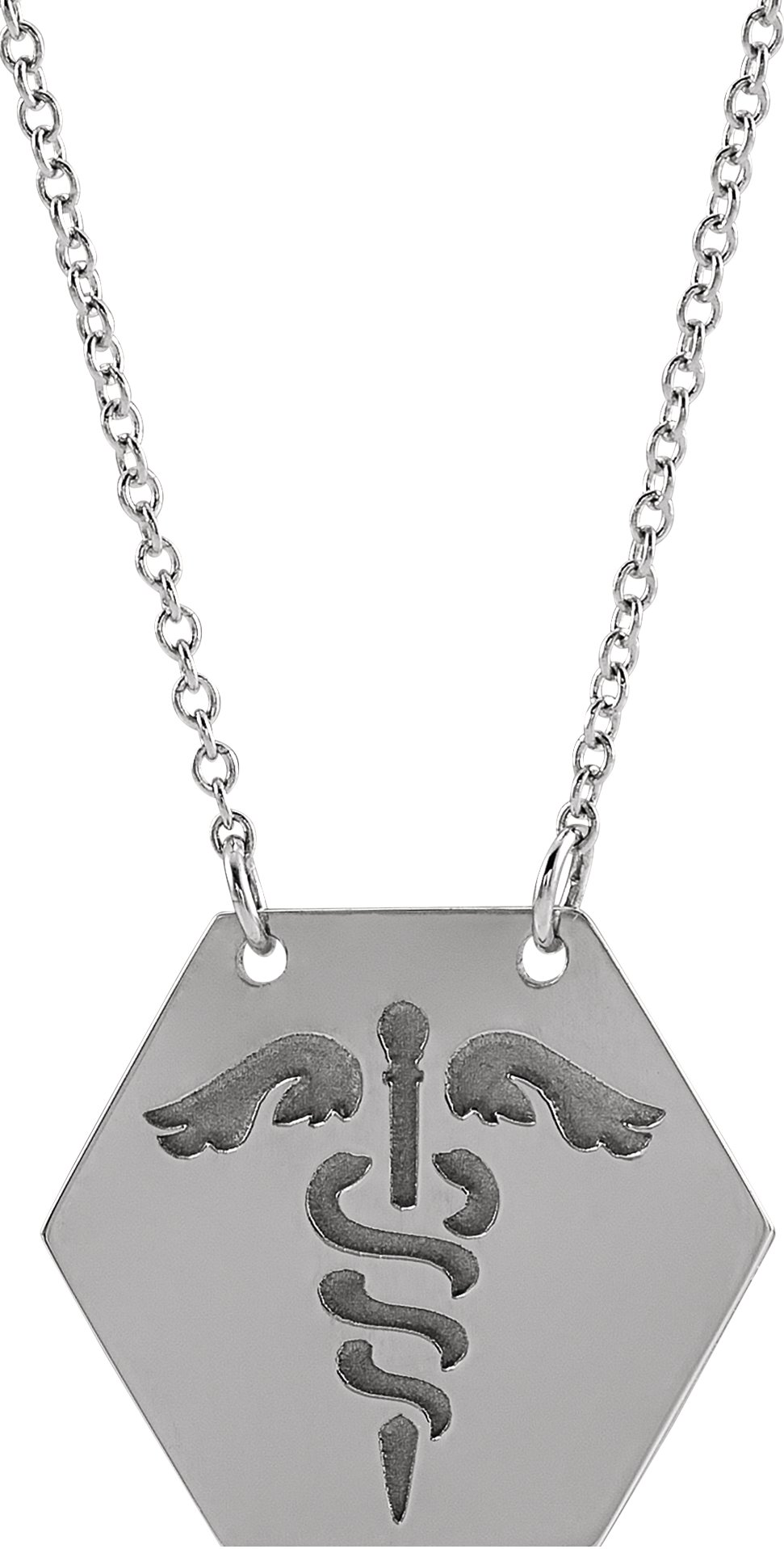 Platinum 17.8x15.5 mm Engravable Medical Identification 18 inch Necklace Ref. 17550680