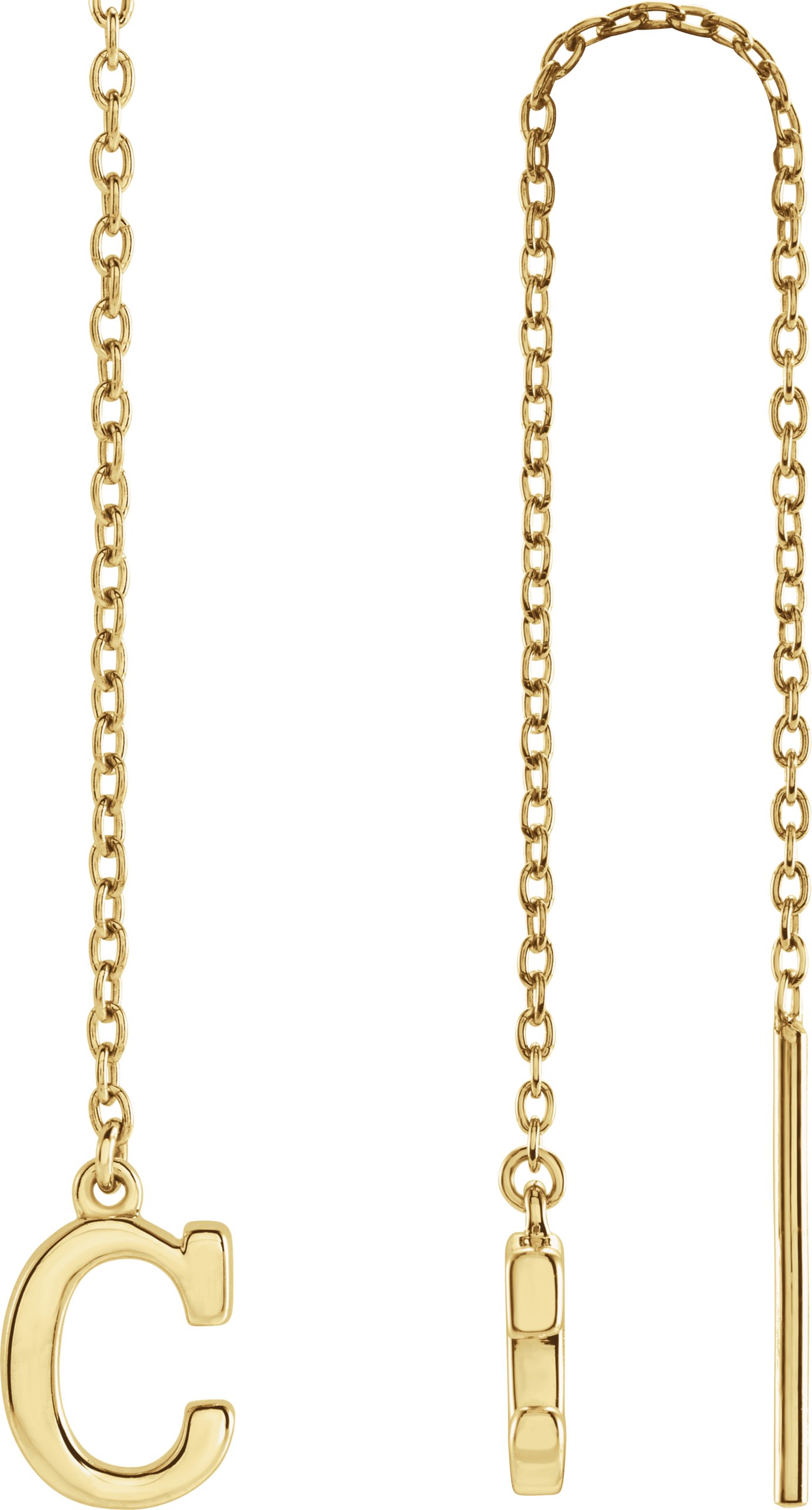 14K Yellow Single Initial C Chain Earring Ref. 17158006