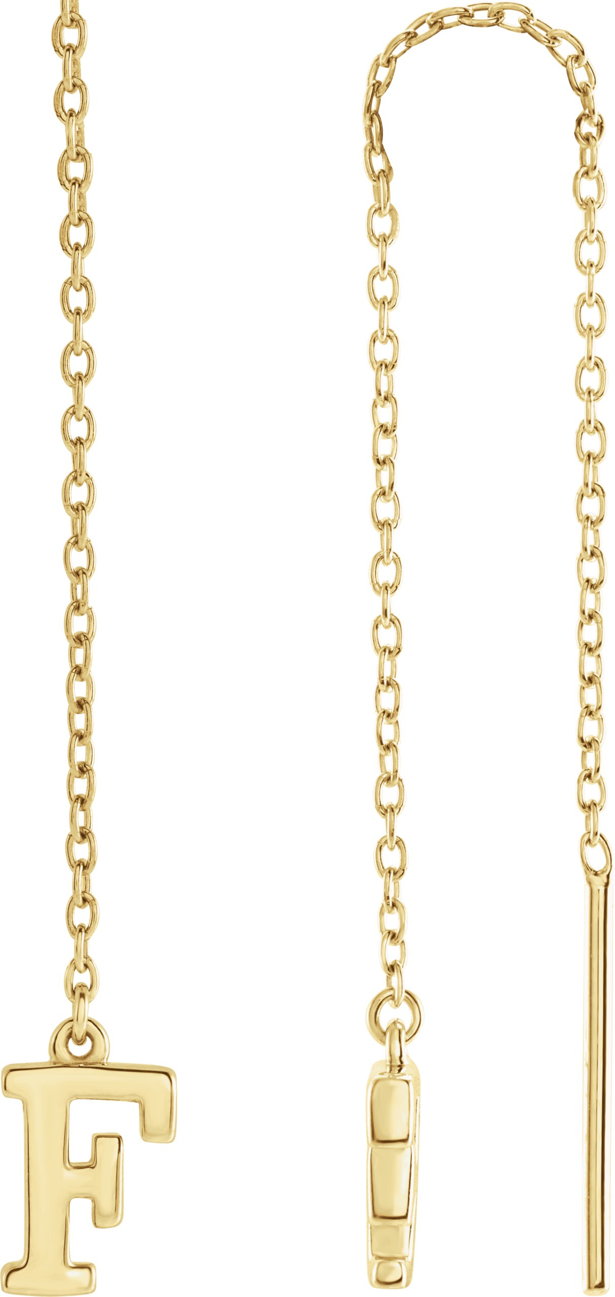 14K Yellow Single Initial F Chain Earring Ref. 17158015