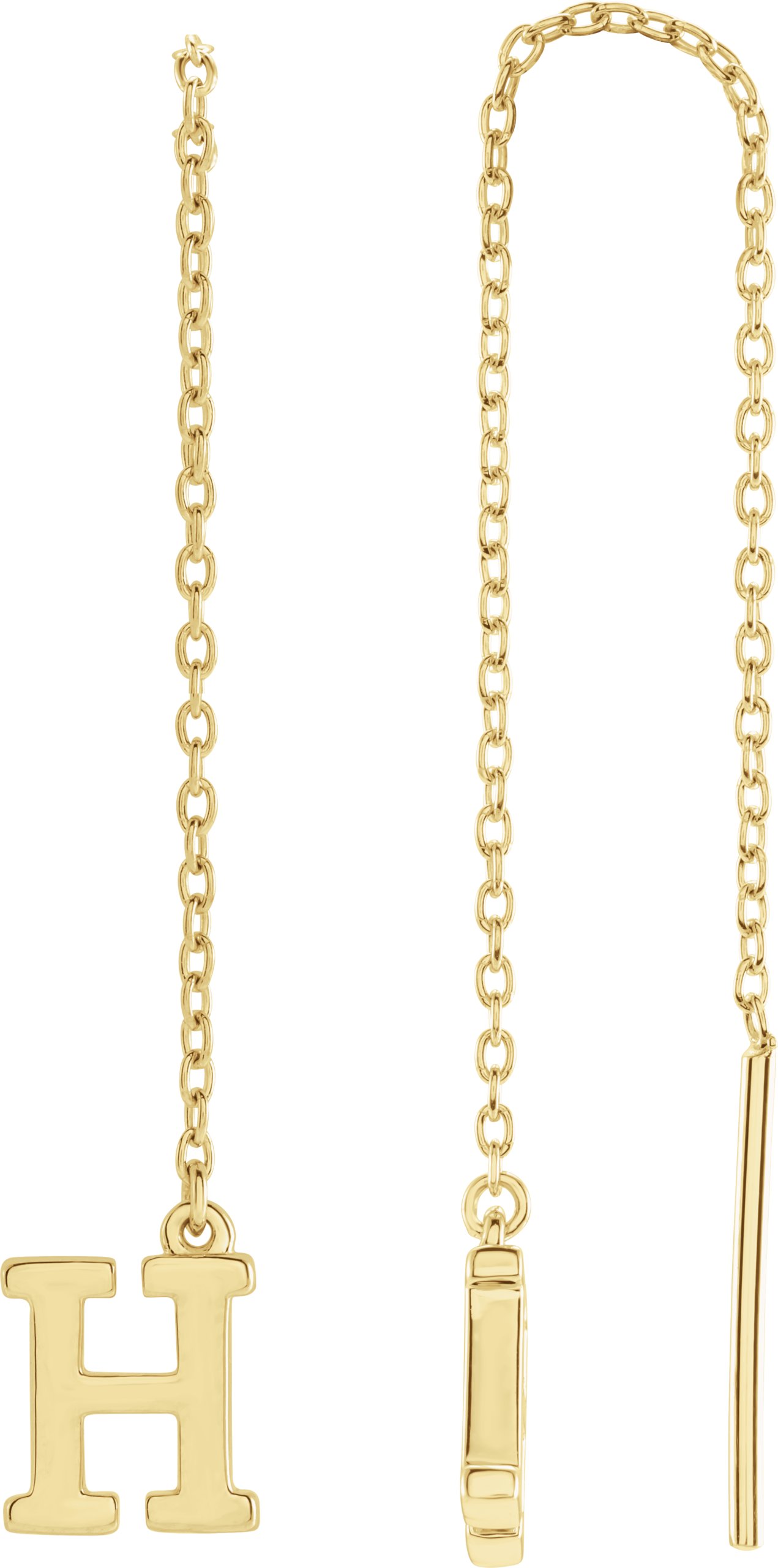 14K Yellow Single Initial H Chain Earring Ref. 17158021