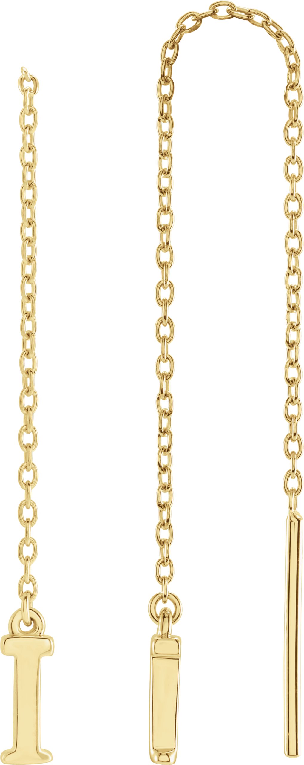 14K Yellow Single Initial I Chain Earring Ref. 17158024