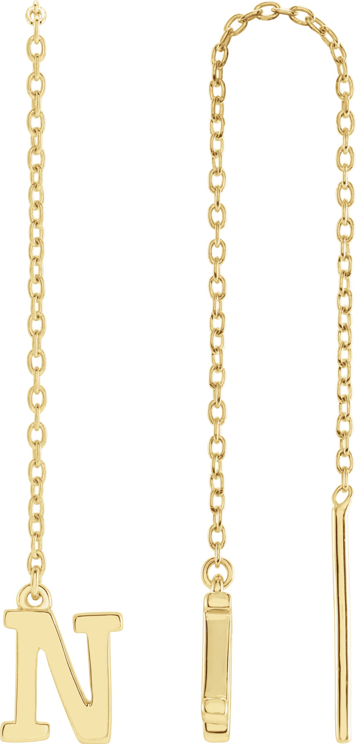 14K Yellow Single Initial N Chain Earring Ref. 17158039