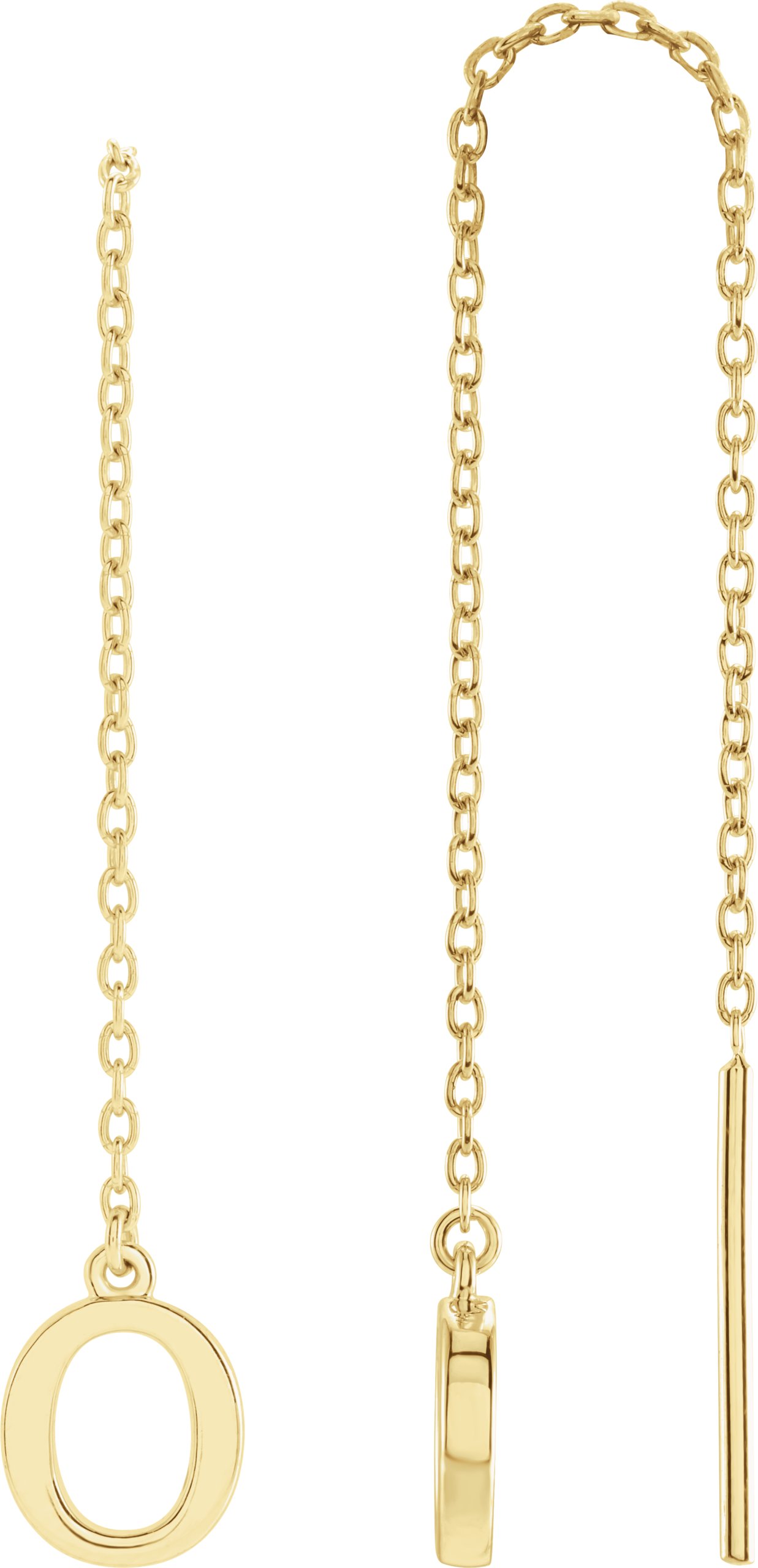 14K Yellow Single Initial O Chain Earring Ref. 17158042