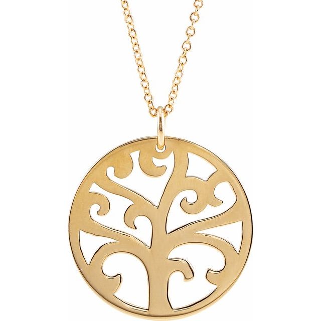 14K Yellow 20 mm Tree 16-18 Necklace