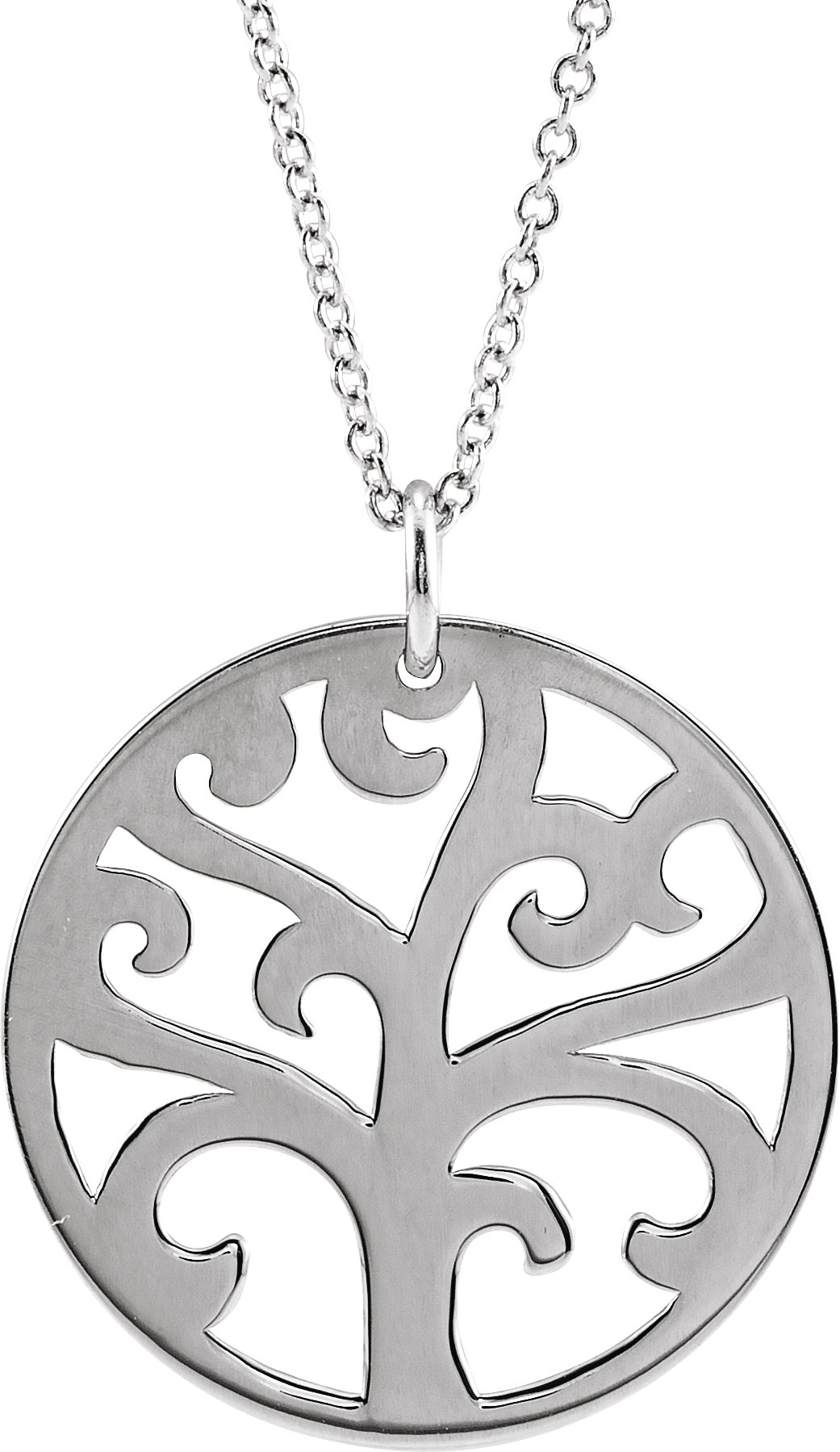 14K White 20 mm Tree 16-18" Necklace
