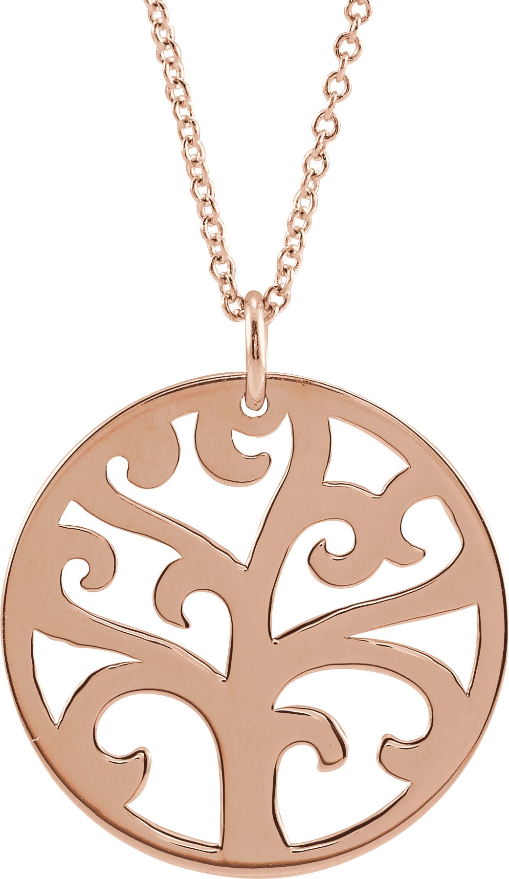 14K Rose 20 mm Tree 16 18 inch Necklace Ref. 17550674