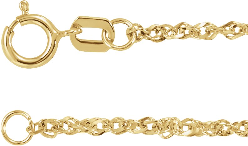 14K Yellow 1.7 mm Diamond-Cut Singapore 16 Chain