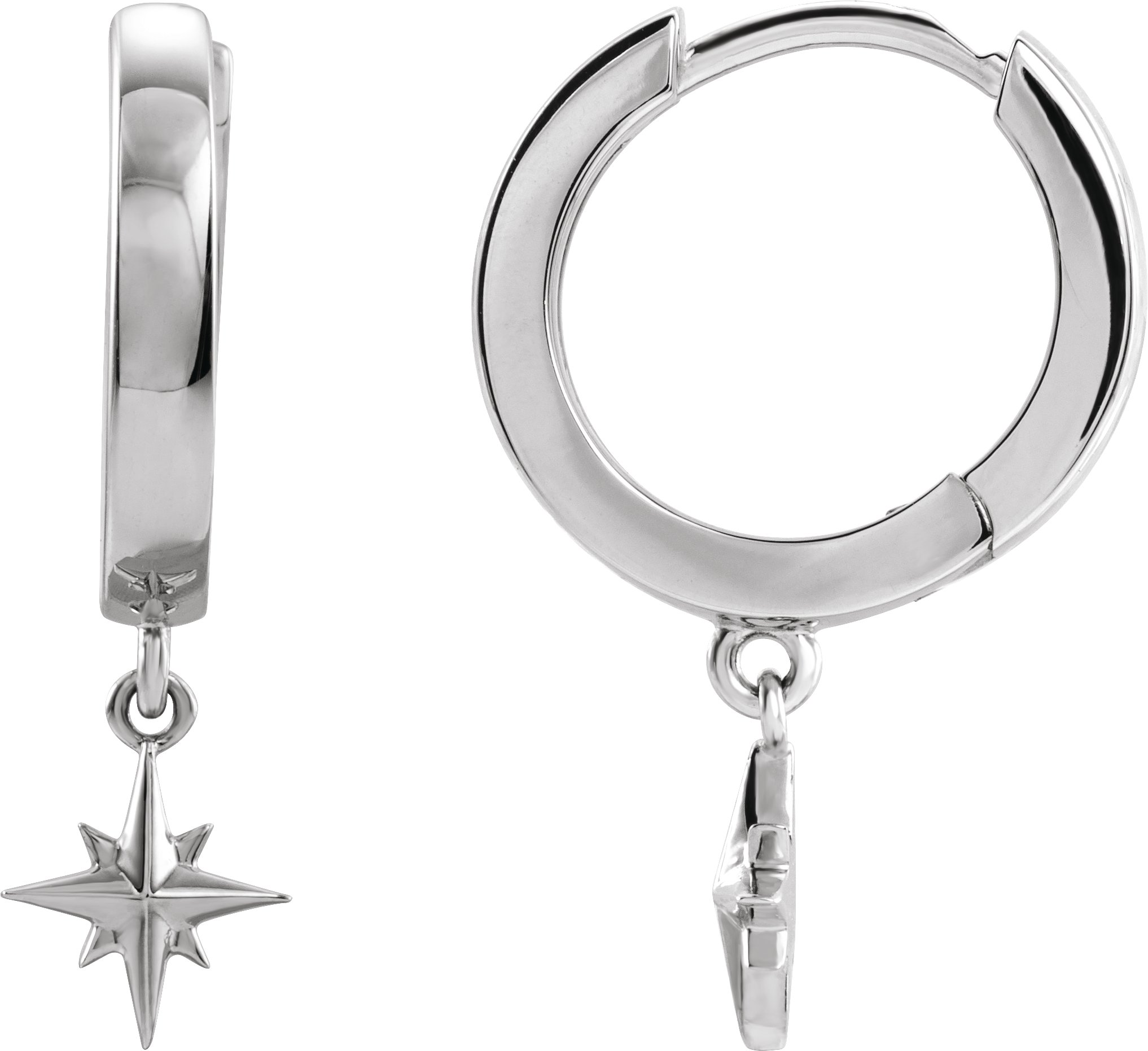 Sterling Silver Star Hoop Earrings