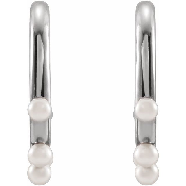 Sterling Silver Cultured Seed Pearl Hoop Earrings