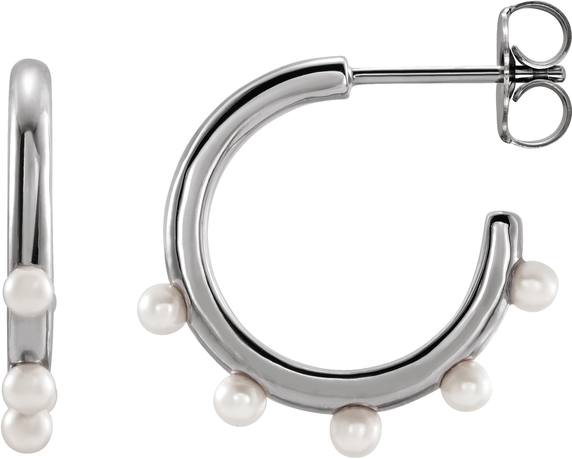 Sterling Silver Cultured Seed Pearl Hoop Earrings