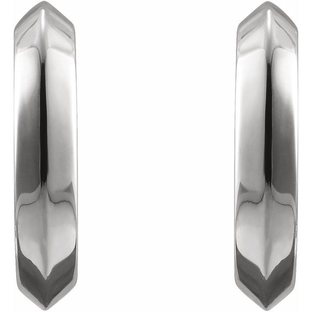 14K White 10 mm Knife-Edge Huggie Earrings