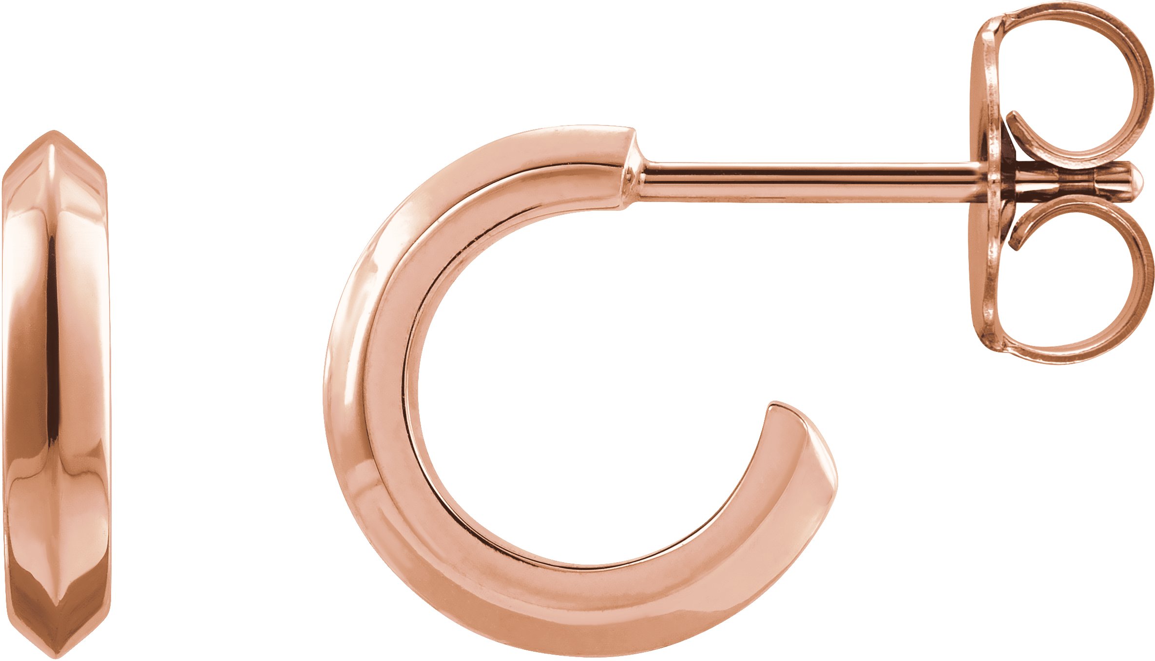 14K Rose Knife-Edge 10 mm Hoop Earrings