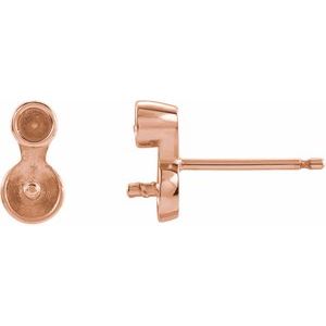 14K Rose Accented Earring Mounting for 6-6.5 mm Pearls