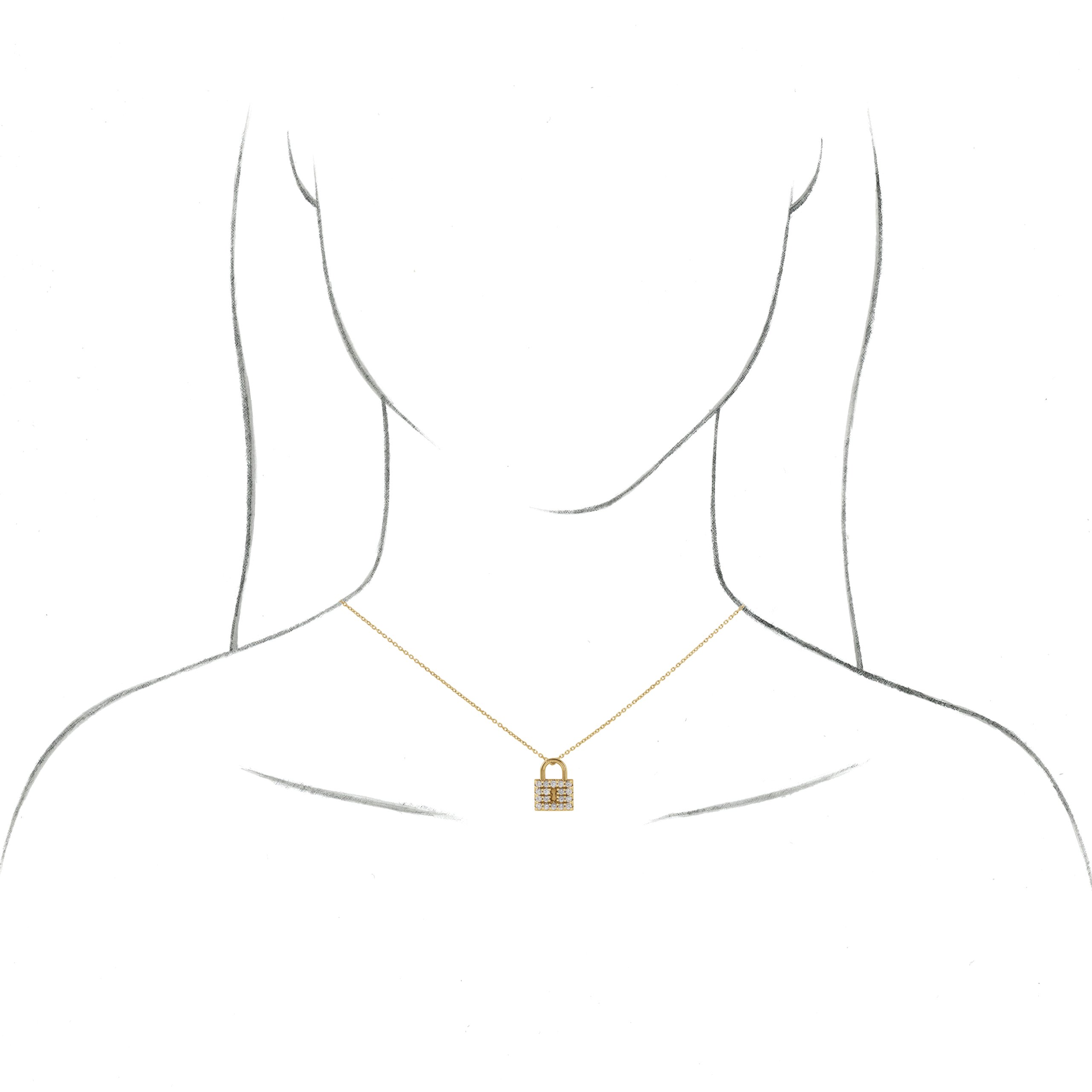Diamond Lock Necklace in 14K White Gold (18 in)