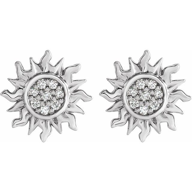 Sterling Silver .02 CTW Natural Diamond Sun Earrings