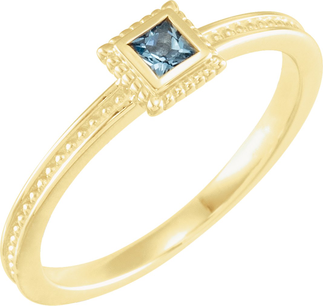 14K Yellow Aquamarine Stackable Family Ring Ref 16232581