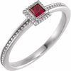 14K White Chatham Created Ruby Stackable Family Ring Ref 16232624