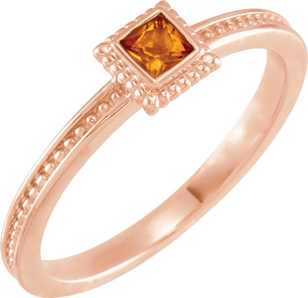 14K Rose Citrine Stackable Family Ring Ref 16232610